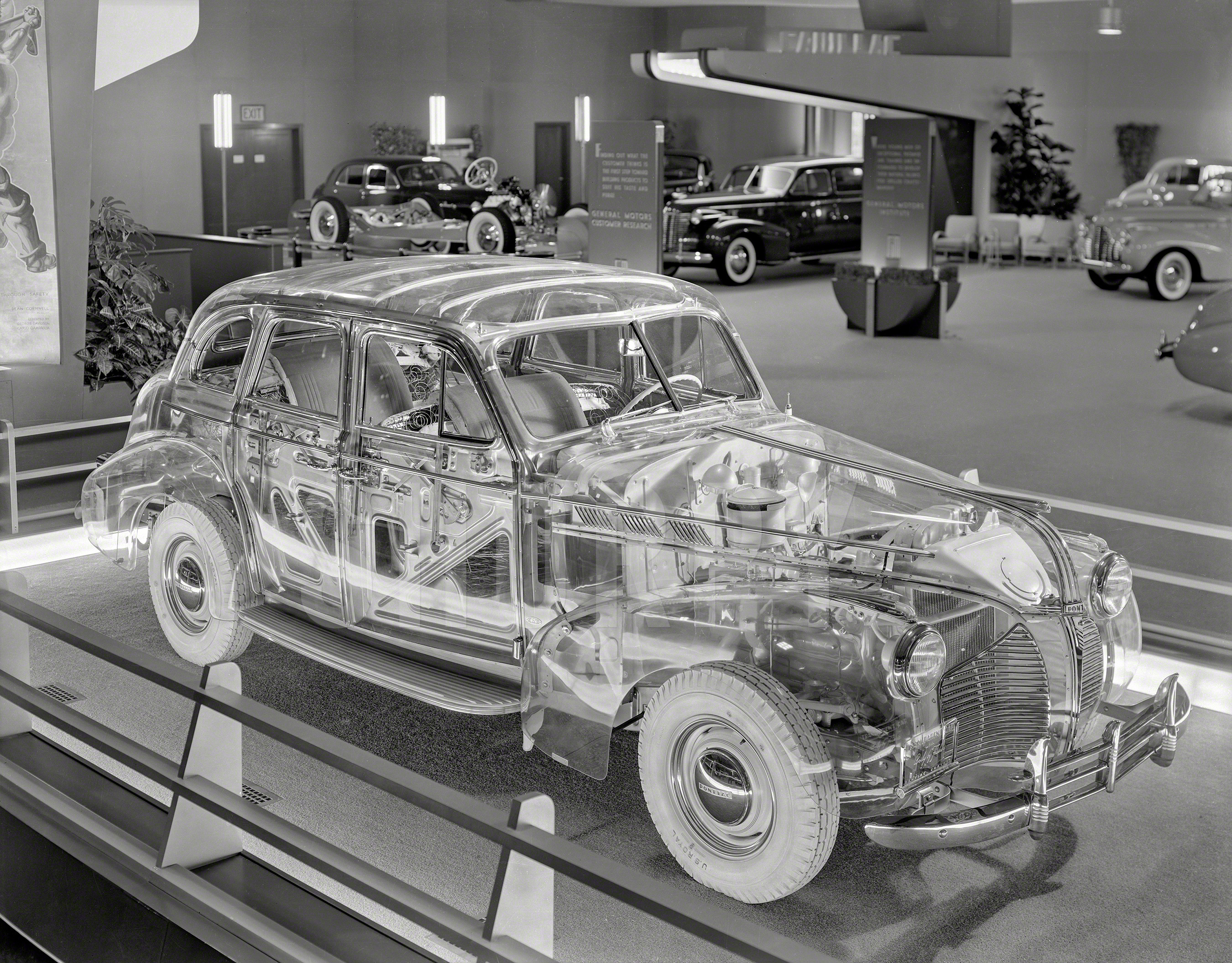 Pontiac Deluxe Six "Ghost Car" - June 11, 1940. General Motors exhibit at Golden Gate International Exposition, San Francisco. Transparent Car with Pontiac Chassis and Body by Fisher.